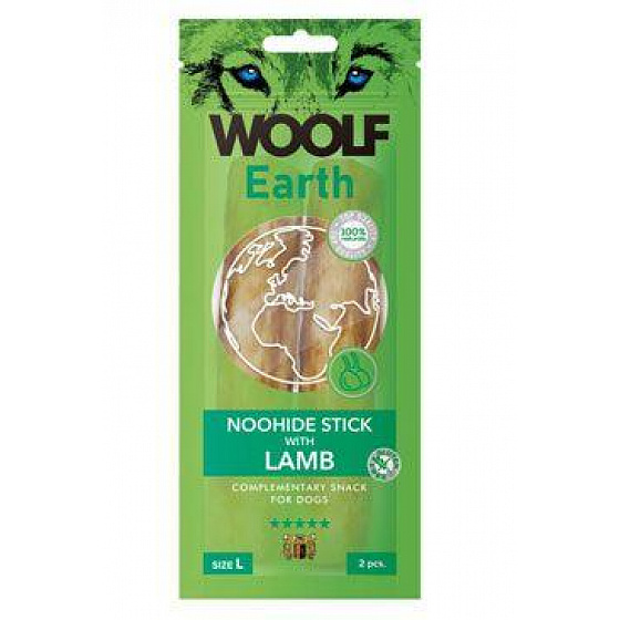 WOOLF Earth temetkezés. NooHide L Sticks bárányhússal 85g