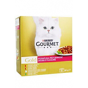 Nestlé GOURMET GOLD Multipack marhahús csirkével, nyúl májjal, tengeri hal spenóttal, kacsa pulykával konz.8x85 g