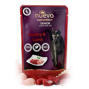 Nuevo cat pocket senior baromfi és bárányhús rizzsel 85g