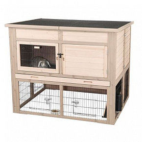 Natura szigetelt nyúlketrec XL: 120 × 98 × 94 cm, 2 szintes, alsó kifutó, szürke