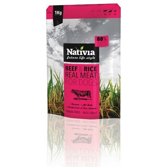 NATIVIA Dog Real Meat Beef & Rice 8 kg + INGYENES SZÁLLÍTÁS