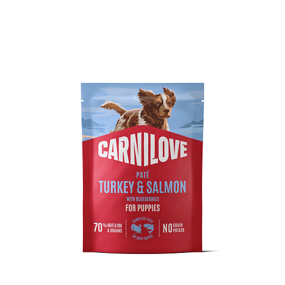 Carnilove Dog Pouch Paté Pulyka & Lazac Áfonyával Kölyköknek 300 g
