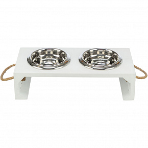 BE NORDIC tálkaállvány tálakkal, 2 × 0,4 l/o 14 cm/38 × 18 × 10 cm, MDF/rozsdamentes acél, fehér