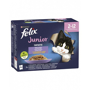 Nestlé FELIX Fantastic cat Multipack junior marhahús, csirke, szardínia, lazac zselés kapszulában 12x85 g Nestlé FELIX Fantastic cat Multipack junior marhahús, csirke, szardínia, lazac zselés kapszulában 12x85 g