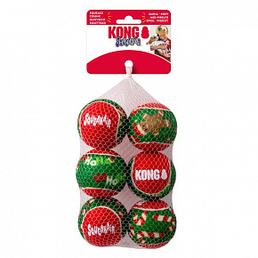 Kong Dog Holiday SqueakAir® labdák sípolóval, gumi, vulkanizált, M (6 db/csomag).)