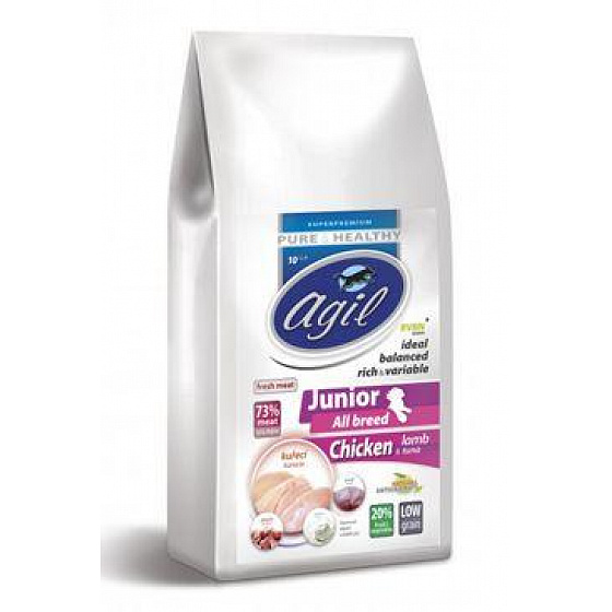 Agil Junior All Breed Low Grain Csirke&Bárány&Tonhal 10kg