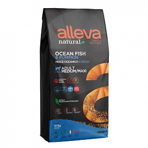 Alleva NATURAL kutya felnőtt medium & maxi hal & sütőtök 12 kg