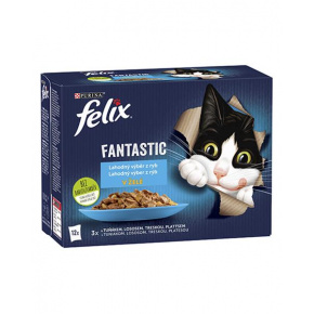 Nestlé FELIX Fantastic cat Multipack válogatott halzselés kapszula 12x85 g