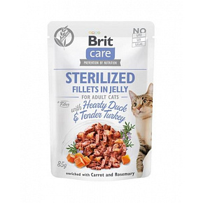 Brit Care macska tasak Sterilized Fillets in Jelly with Hearty Duck & Tender Turkey 24 x 85 g Brit Care macska tasak Sterilized Fillets in Jelly with Hearty Duck & Tender Turkey 24 x 85 g