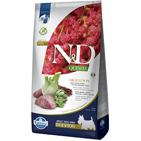 Farmina N&D kutya QUINOA (GF) felnőtt mini, emésztés, bárány & édeskömény 7 kg