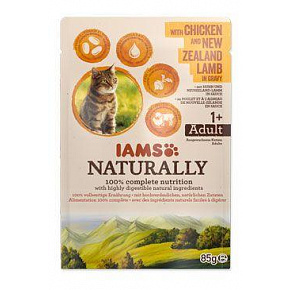 Iams Cat Adult Naturally tasak Csirke&Bárány szószban 85g