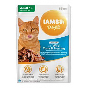Iams Cat Adult Delights tasak Tonhal&Heringszószban 85g
