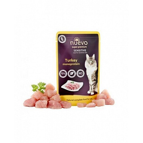 NUEVO cat Adult Sensitive Mono pulyka bal. 16 x 85 g kapszula NUEVO cat Adult Sensitive Mono pulyka bal. 16 x 85 g kapszula