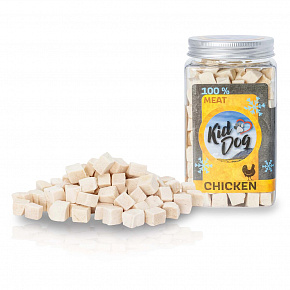 KIDDOG Super Premium 100% fagyasztva szárított CHICKEN CUBES - tiszta csirkehús fagyasztva szárítva 80 g