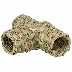 Természetes "T" alagút rágcsálóknak (hörcsög, degu), 25 × 9 × 18 cm, 100% fű Természetes "T" alagút rágcsálóknak (hörcsög, degu), 25 × 9 × 18 cm, 100% fű