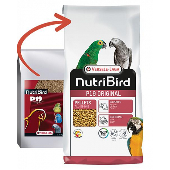 VL NutriBird P19 Original - extrudál a nagypapagájok tenyésztéséhez, előneveléséhez és fokozott igénybevételéhez házi gyümölcsökkel 10kg