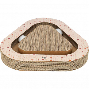 VALENTINE kaparó karton háromszög, labdákkal és macskamentával, 36 x 5 x 36/36 cm, barack - LIMITÁLT KIADÁS