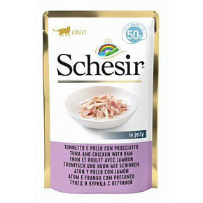 Schesir Cat pocket Adult tonhal/csirke/hamburger 50g