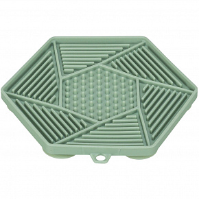 Lick´n´Snack HEXAGON tapadókoronggal - lassú etetőszőnyeg, 17 cm, TPR/műanyag, zöld
