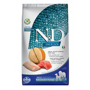 N&D OCEAN DOG Adult M/L Lazac & Tőkehal & Dinnye 2,5kg N&D OCEAN DOG Adult M/L Lazac & Tőkehal & Dinnye 2,5kg
