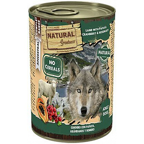 Natural Greatness bárányhús, papaya, áfonya, kutyakonzerv 400 g