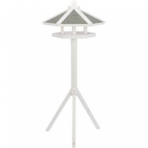 NATURA kültéri etető tetővel és silóval, 1,45m, 65x46cm, fenyőfa, fehér - KORLÁTOZOTT AJÁNLAT