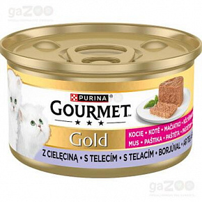 Nestlé GOURMET GOLD cat kitten s teľacím paštéta konz.12x85 g