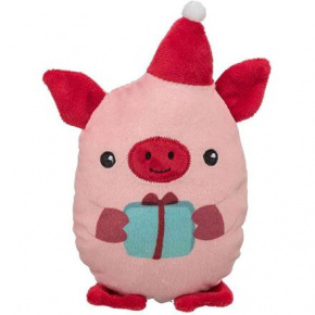 Xmas Pig - malac 19 cm, hang nélküli kutyajáték, plüss