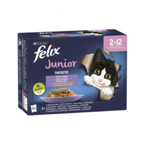 Nestlé FELIX Fantastic cat Multipack junior marhahús, csirke, szardínia, lazac zselés kapszulában 12x85 g