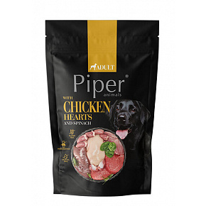 NEW PIPER csirkeszívekkel és spenóttal, kutyazacskó 500 g