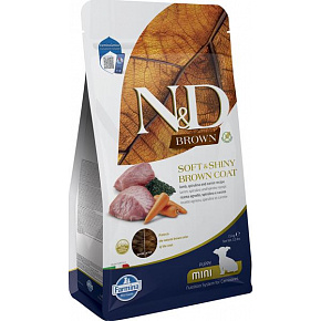 Farmina N&D dog BROWN (GF) puppy mini, lamb, spirulina & carrot,  1,5 kg