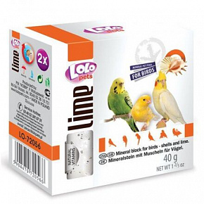 LOLOpets LIME ásványi kő kagylóhéjjal madarak számára 40 g LOLOpets LIME ásványi kő kagylóhéjjal madarak számára 40 g