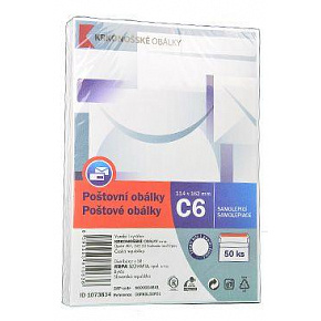 Fehér öntapadós boríték C6 50db 114x162mm