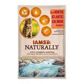 Iams Cat Adult Naturally tasak Lazac szószban 85g