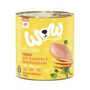 WOW Dog konz. Junior csirke sárgarépával 800g