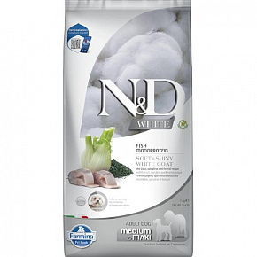 Farmina N&D dog WHITE (GF) adult med/max, sea bass, spirulina & fenel 7 kg