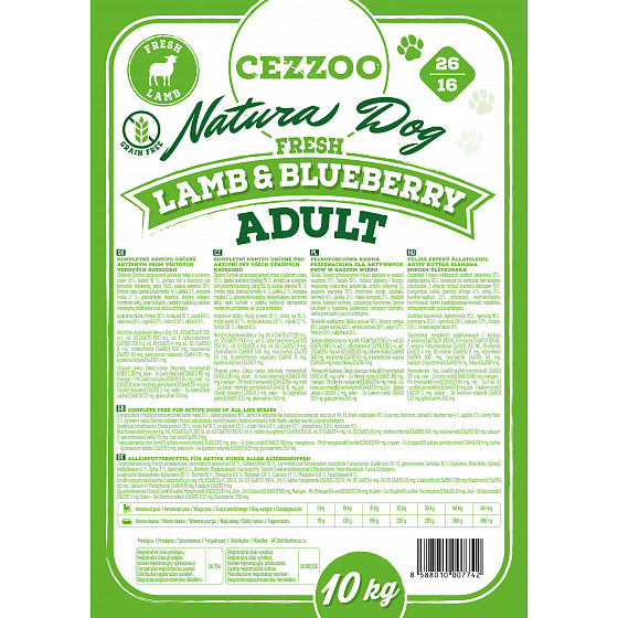 CEZZOO Natura Dog Fresh Lamb&Blueberry  Adult GF 10kg