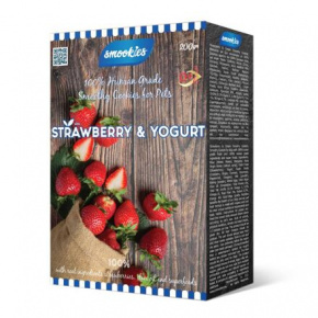 SMOOKIES Premium STRAWBERRY - epres keksz 100% emberi minőségű, 200g