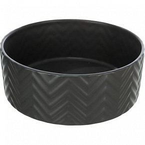 Barázdált kerámia tál, fekete