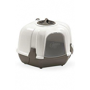 WC macska Mega Corner 52x59,5x44,5 cm kék-fehér/bézs színben