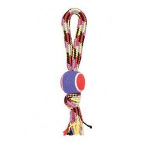 Kutyajáték TENNIS BALL ROPE fogantyúval 40cm Zolux