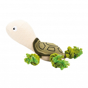Tengeri teknős HipHop Dog, 30 cm, textil játék pamut csomókkal, zöld/krém színű