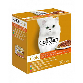 Nestlé GOURMET GOLD Multipack kacsa olívával/borjú zöldségekkel/pisztráng zöldségekkel/nyúl sárgarépával lében konz.8x85 g Nestlé GOURMET GOLD Multipack kacsa olívával/borjú zöldségekkel/pisztráng zöldségekkel/nyúl sárgarépával lében konz.8x85 g