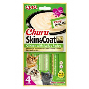 Churu Cat Skin&Coat csirke fésűkagylóval recept 4x14g Churu Cat Skin&Coat csirke fésűkagylóval recept 4x14g