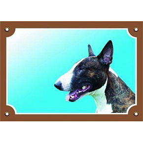 Színes jelzés Figyelem kutya, Bullterier kutya Színes jelzés Figyelem kutya, Bullterier kutya