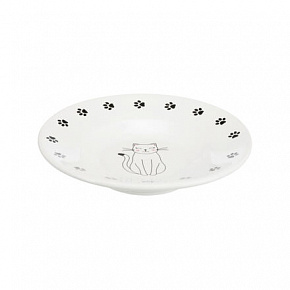 Kerámia tál rövid lábú macskáknak, fehér 0,2l/15cm
