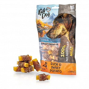 KIDDOG SZUPER PRÉMIUM 100% kacsahús édesburgonyán adalékanyagok nélkül 150 g
