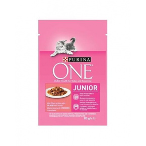 Nestlé PURINA ONE Cat Junior mini filé lazaccal és sárgarépával, lében 26x85g