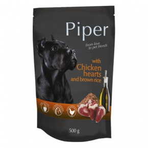 PIPER csirkeszívvel és barna rizzsel, tasak kutyáknak 500g