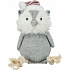 Karácsonyi bagoly kötéllel, hanggal, 31 cm, plüss/pamut kötél, szürke/fehér/bézs